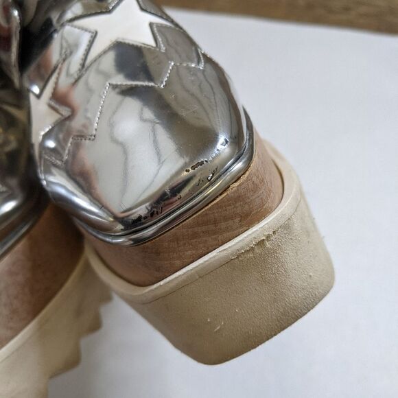 STELLA McCartney Elyse platform star shoes silver white wood - Picture 2 of 12